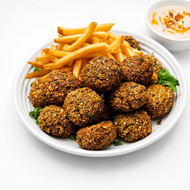 Falafel with Fries & Cheese.