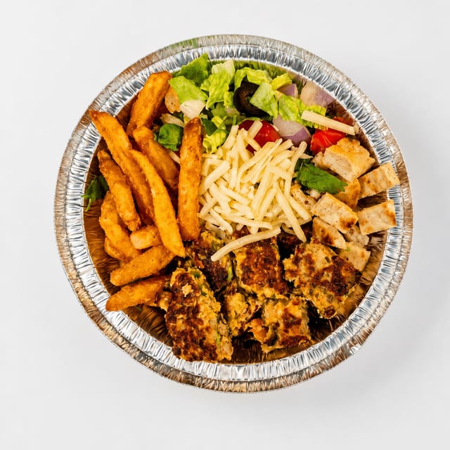 Chapli Kabab & Chips Loaded Platter.