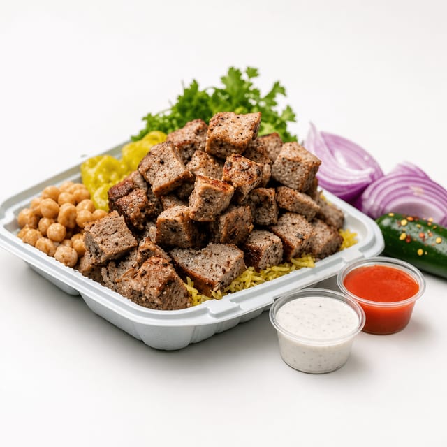 Lamb Gyro over Rice.