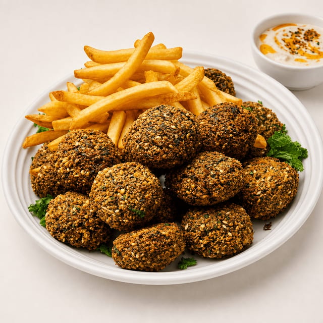 Falafel with Fries & Cheese.