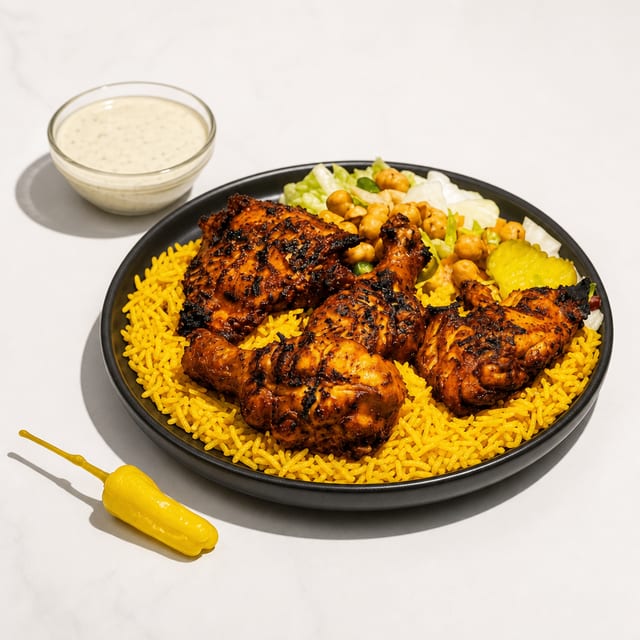 Grilled Chicken Leg with Rice.