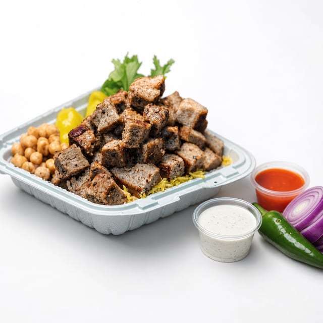 Lamb Gyro over Rice.