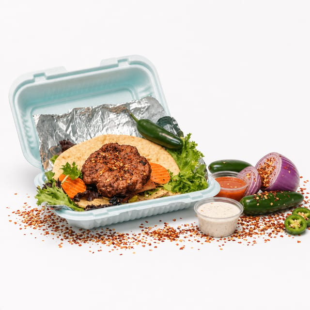Chapli Kabab on Pita.