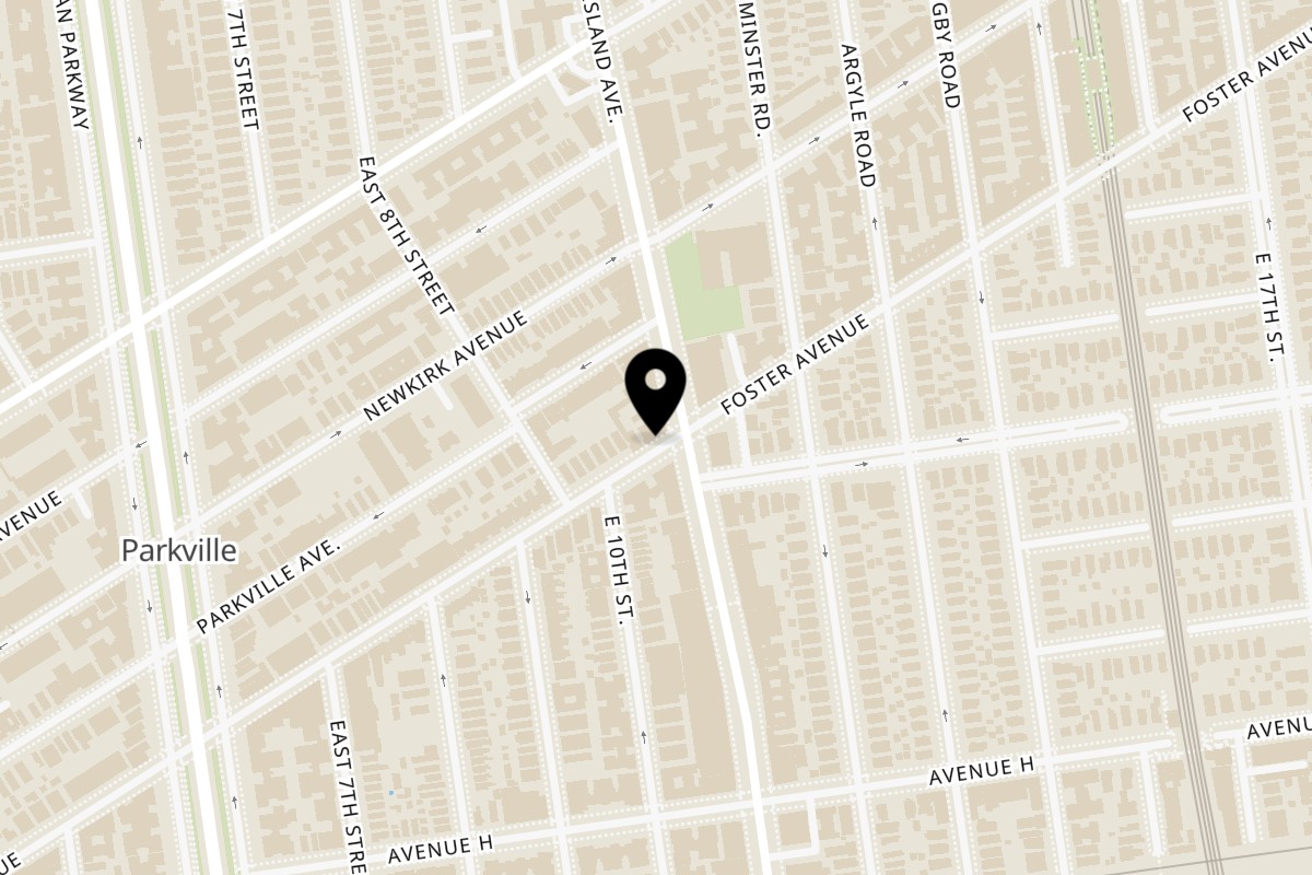Map showing the location of Gyro King Foster Ave on 1017 Foster Ave in Brooklyn