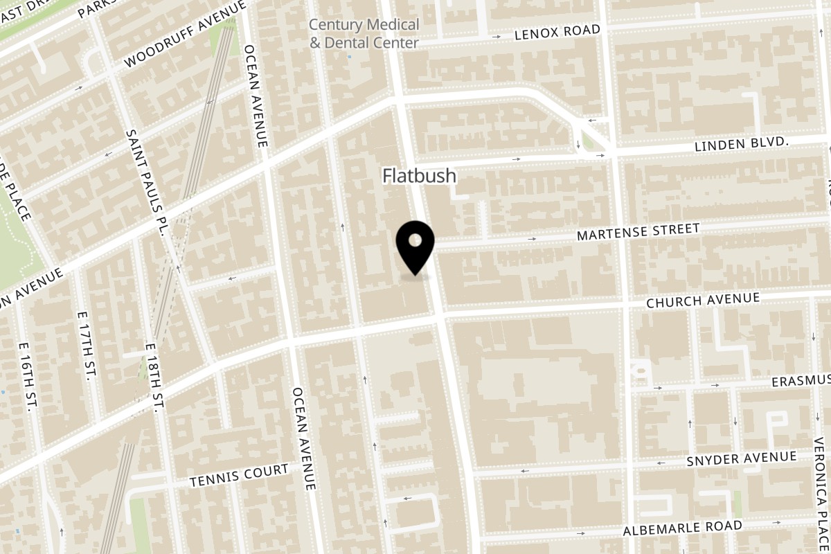 Map showing the location of Gyro King Flatbush Ave on 872A Flatbush Ave in Brooklyn